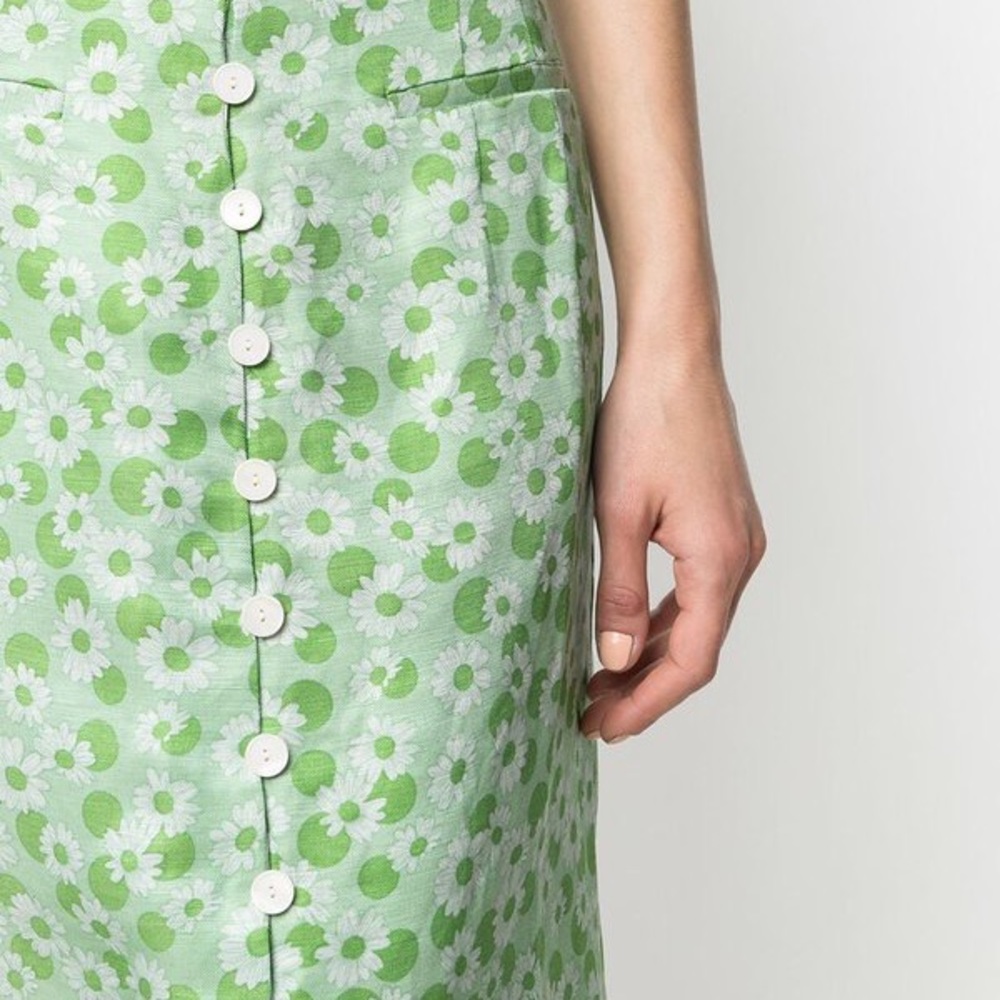 Sandro Paris Straight Printed Skirt with Buttons